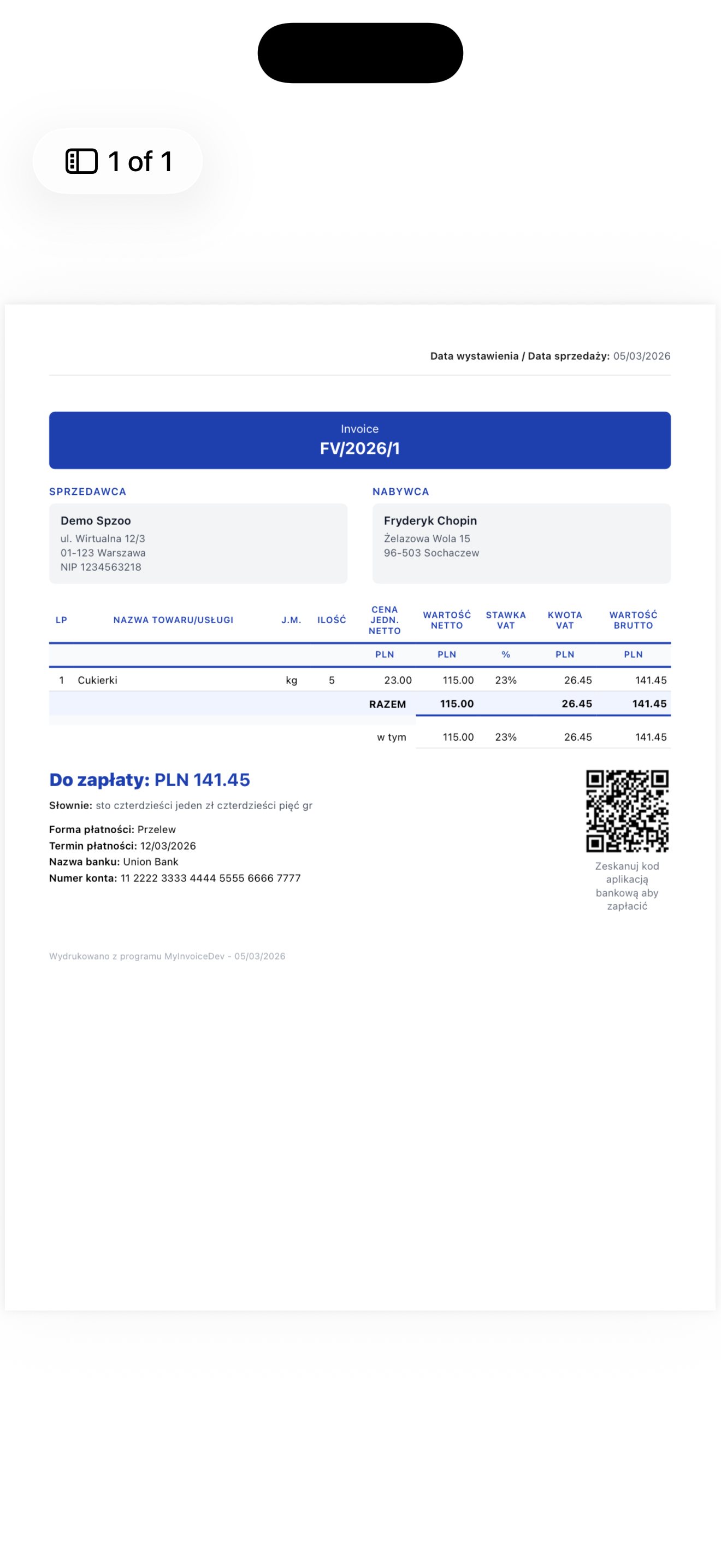 Invoice PDF preview